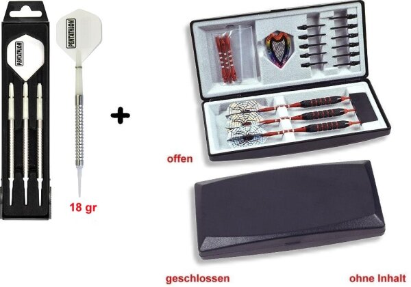 SET 1x Softdart Soft Dart Pfeile Karella KS-4 18 g, 3er Set + 1x Dartbox