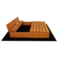 Soroplay Holz Sandkasten 120x120 cm inkl. Abdeckung und Textilvlies