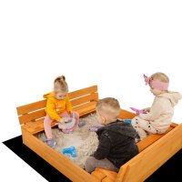 Soroplay Holz Sandkasten 120x120 cm inkl. Abdeckung und Textilvlies