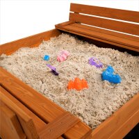 Soroplay Holz Sandkasten 120x120 cm inkl. Abdeckung und Textilvlies