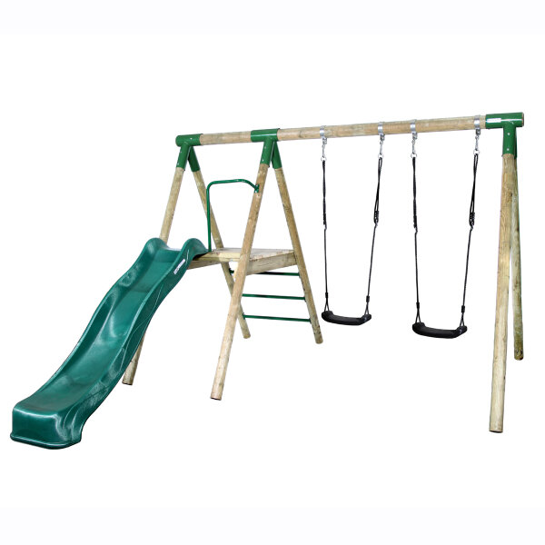 Soroplay Holzschaukel Aktiv Slide - 2x Schaukel + Rutsche und Kletterleiter