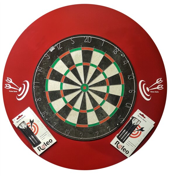 Steeldart Einsteiger Set Roleo Scheibe + 2 Satz Pfeile + Catchring Rot
