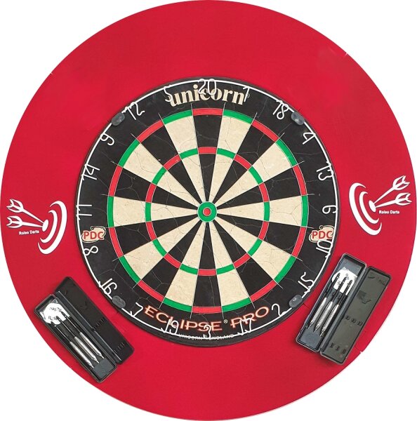 Steeldart Set - Unicorn Eclipse Pro + Surround Rot + 2 Set Pfeile in Box