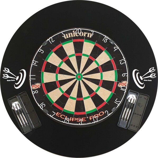 Steeldart Set - Unicorn Eclipse Pro + Surround Schwarz + 2 Set Pfeile in Box