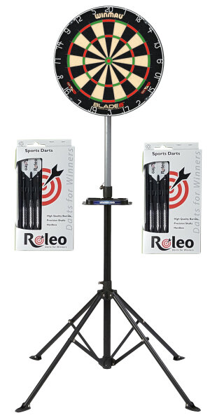Steeldart Set Dartscheibe Winmau Blade 6 + Dartständer + 2 Satz Dartpfeile