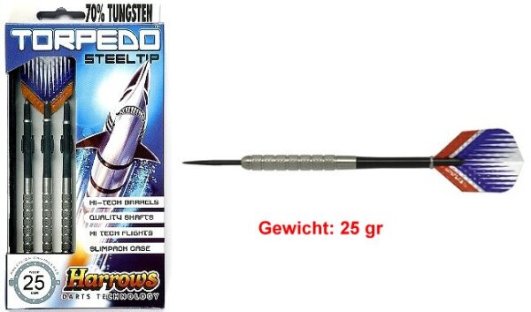 Steeldart Steel Dart Pfeile Harrows Torpedo 25 g, 3er Set