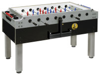 Tischkicker Kickertisch Olympic Silver m Münzung + Glasabdeckung Safety-Teleskop