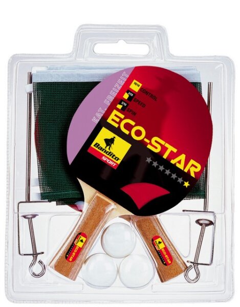 Tischtennis-Set mit 2 Schläger, 3 Bälle + Netzgarnitur
