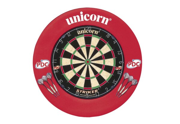 Unicorn Dartscheibe Dartboard Striker Set + 2 Sätze Darts + Catchring