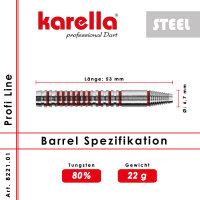 Dartbarrel Steelbarrel Karella Profi Line PL-01 80% Tungsten 22 g