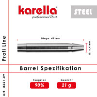 Dartbarrel Steelbarrel Karella Profi Line PL-09 90% Tungsten 21 g