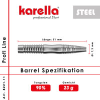 Dartbarrel Steelbarrel Karella Profi Line PL-11 90% Tungsten 23 g