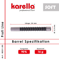 Dartbarrel Softbarrel Karella Profi Line PLS-03 90% Tungsten 16 g