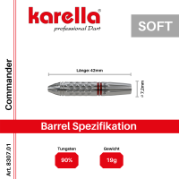 Softdart Dartpfeile Karella Commander, silber, 90% Tungsten, 21g