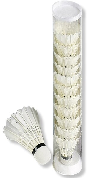12 x Federball, Badmintonball "Profi" Naturfeder weiß
