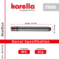Steeldart Dartpfeile Karella ShotGun silver, 80% Tungsten