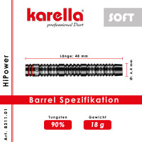 Softdart Dartpfeile Karella HiPower schwarz, 90% Tungsten