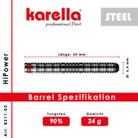 Steeldart Dartpfeile Karella HiPower schwarz, 90% Tungsten