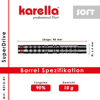 Softdart Dartpfeile Karella SuperDrive schwarz, 90% Tungsten