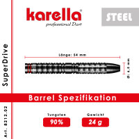 Steeldart Dartpfeile Karella SuperDrive, schwarz, 90% Tungsten