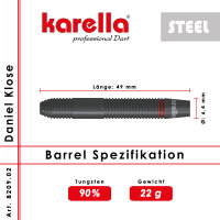 Steeldart Dartpfeile Karella Daniel Klose, 90% Tungsten