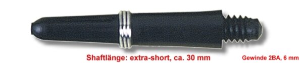 Dart Shaft Nylon + Ring extra short, ca. 30 mm schwarz