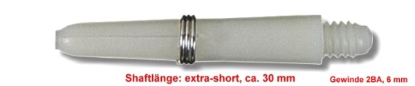 Dart Shaft Nylon + Ring extra short, ca. 30 mm weiß