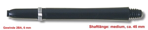Dart Shaft Nylon + Ring medium, ca. 45 mm, schwarz