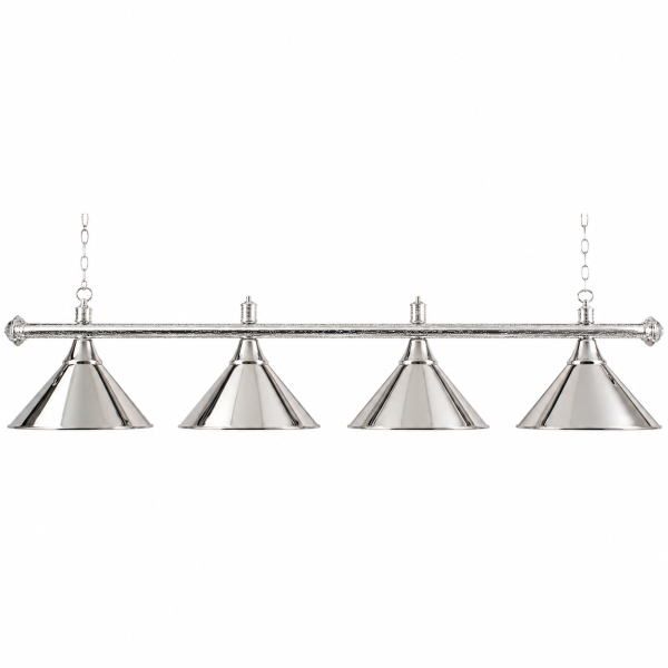 Billardlampe 4 Schirme Chrom für 8ft & 9ft Tische