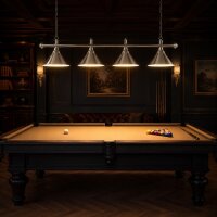 Billardlampe 4 Schirme Chrom für 8ft & 9ft Tische