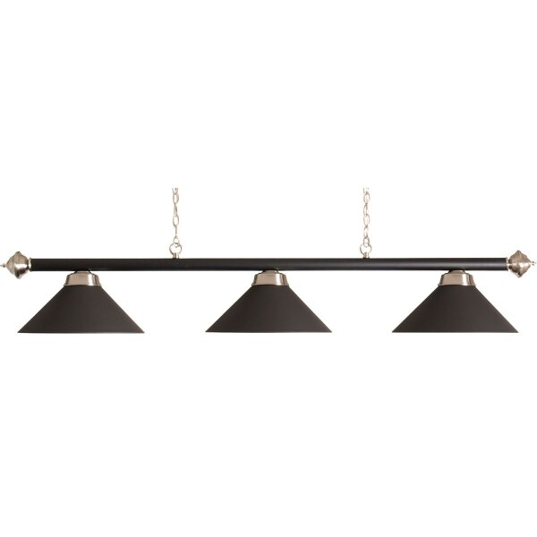 Billardlampe Leuchte mit 3 Schirmen - Mattschwarz