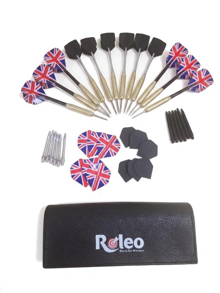 Roleo Dartset mit Darttasche, 12 Steeldarts & Zubehör