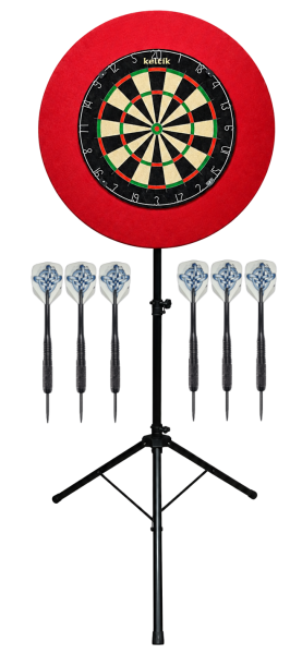 Keltik Steeldart Dartscheibe Komplettset mit Dartboard, Ständer, Surround und Pfeilen
