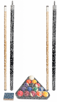 Billard Komplett Set - 2 Queues, 1 Satz Kugeln, Triangel, Kreide