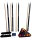 Billard Komplett Set - 4 Queues, 1 Satz Kugeln, Triangel, Kreide + Wandhalterung