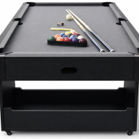 Charlsten Multi Airhockeytisch / Billardtisch - 2-in-1 zusammenklappbar schwarz oder Holzoptik