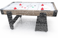 Charlsten Multi Airhockeytisch / Billardtisch Holzoptik - 2-in-1 zusammenklappbar