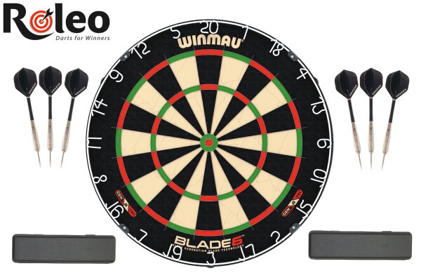 Dartset Dartscheibe Winmau Blade 6 + 2 Satz Roleo Dartpfeile + 2 x Roleo Dartbox