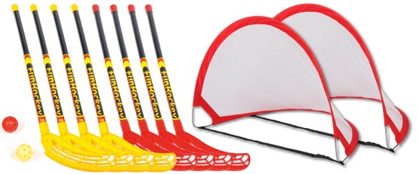 Fun-Hockey Set: 8 Schläger + 8 Bälle + 2 Tore Mini