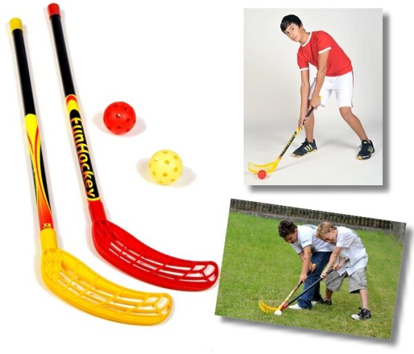 Fun-Hockey Streethockey Schläger Set mit 2 Schlägern + 2 Bälle, neu