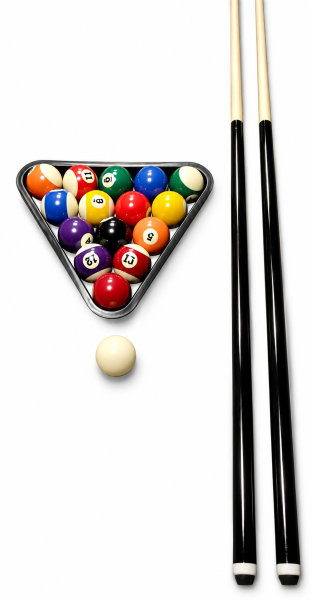 John West Billard Einsteiger Set - Kugeln + Triangel + 2 Queues