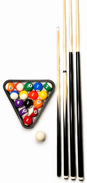 John West Billard Einsteiger Set - Kugeln + Triangel + 4 Queues (145, 122 + 92)