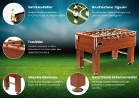 Kicker Kickertisch Profi Soccer Deluxe BRAUN, 140 x 74 cm groß, 82 kg